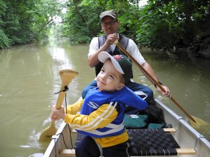 In the canoe with grandson Henry.